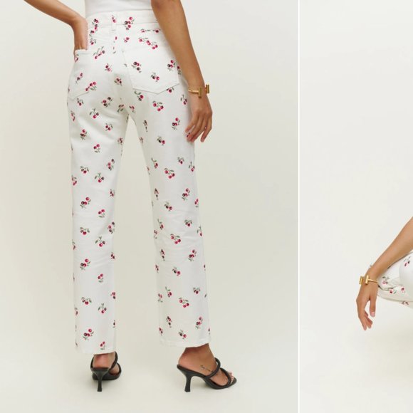 Reformation Denim - Reformation Embroidered High Rise Straight Jeans NWT